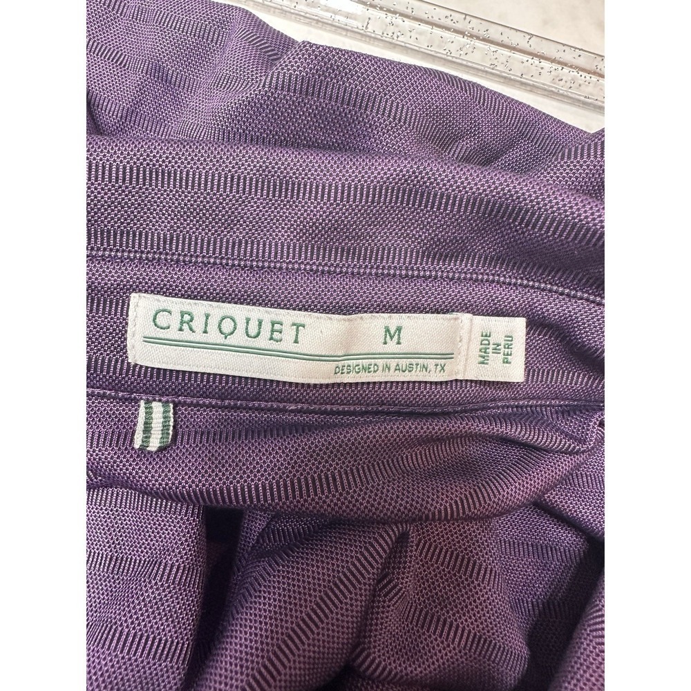 Criquet Purple Hidden Stripe Long Sleeve Polo Shirt Pima Cotton Blend M - Picture 4 of 5
